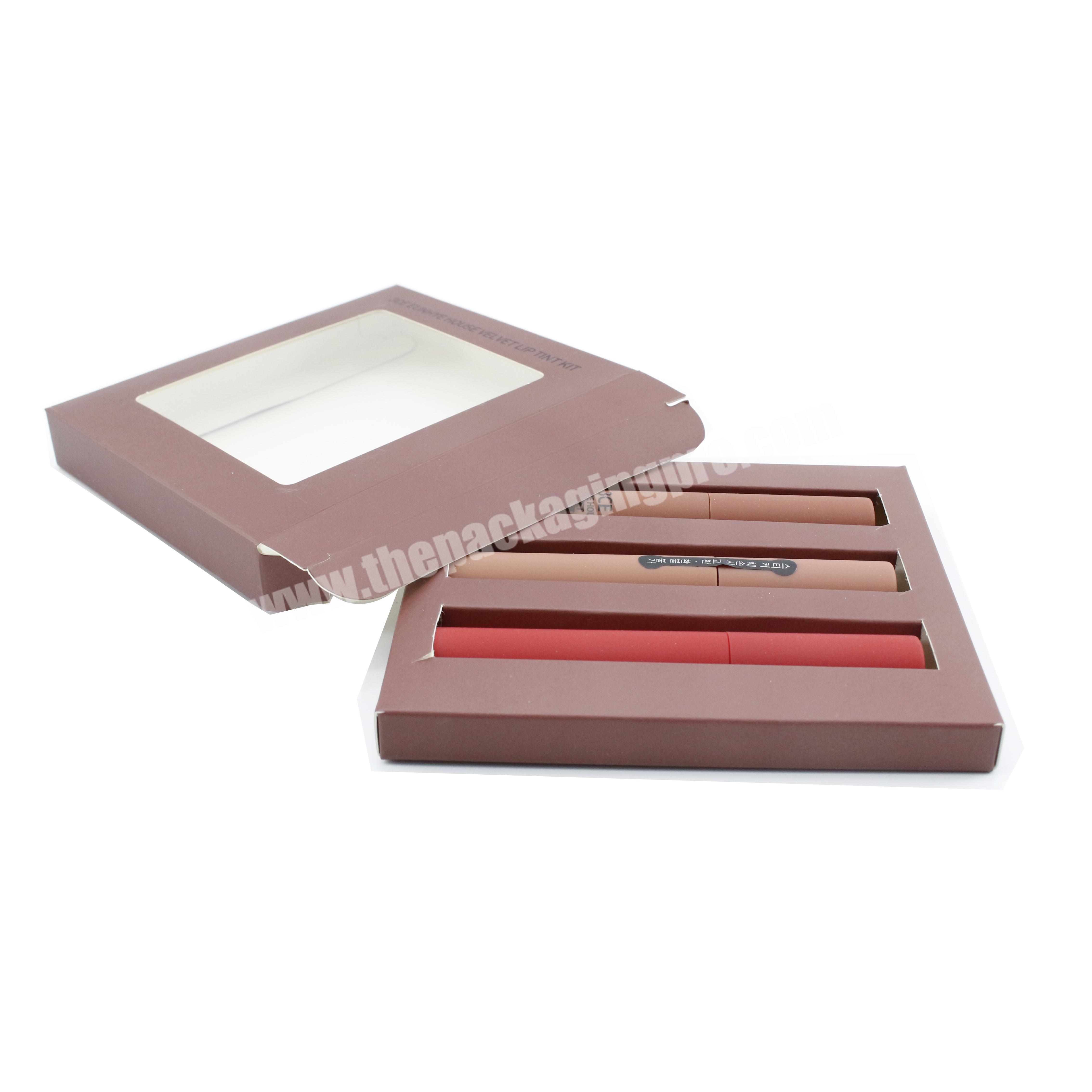 Pink fancy design customized small  beauty drawer sliding cosmetic lip gloss Christmas gift packaging box with window