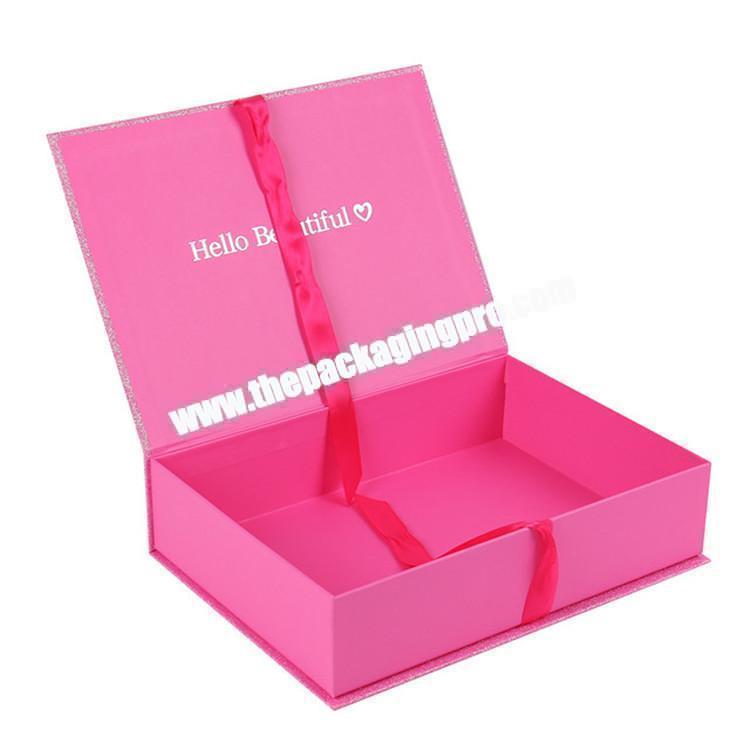 pink glitter display hair boxes weave packaging custom logo