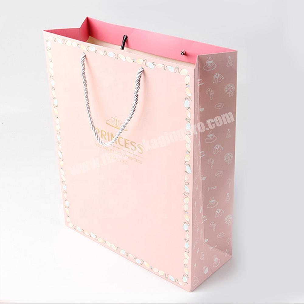 pink jewelry packaging paper bags with logo for gift