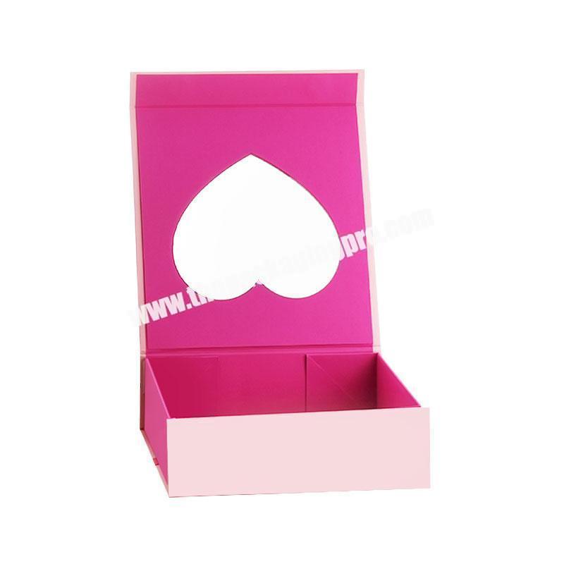 Pink luxury magnetic lid closure folding flat gift boxes wholesale