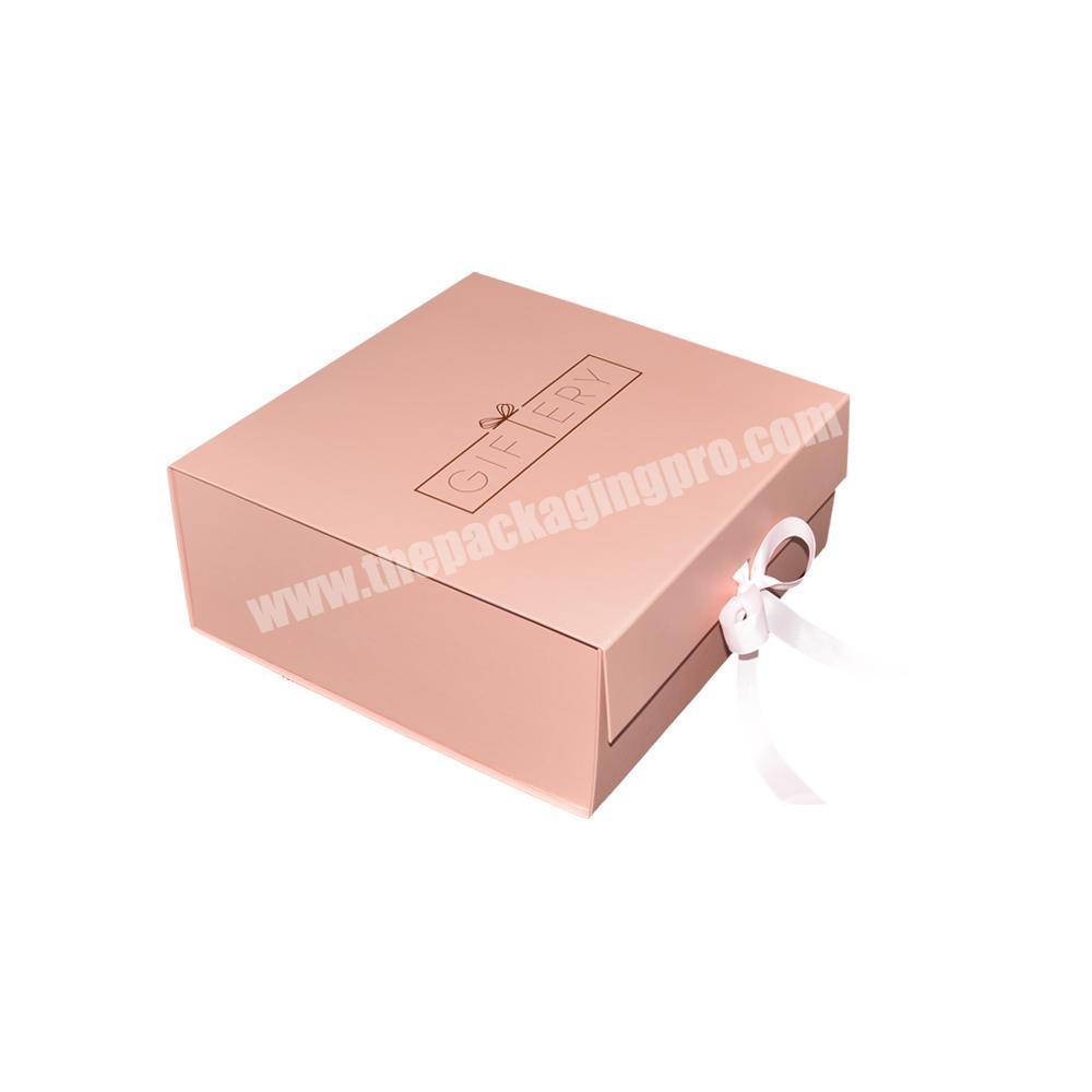 Pink magnetic packaging box for women corsets, Costumes packaging box with ribbon