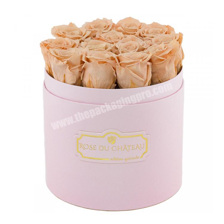 pink packing logo cylinder flower box