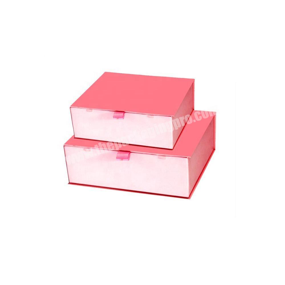 pink paper custom printed paperboard solid book magnetic rigid gift packaging box with compartments and cells