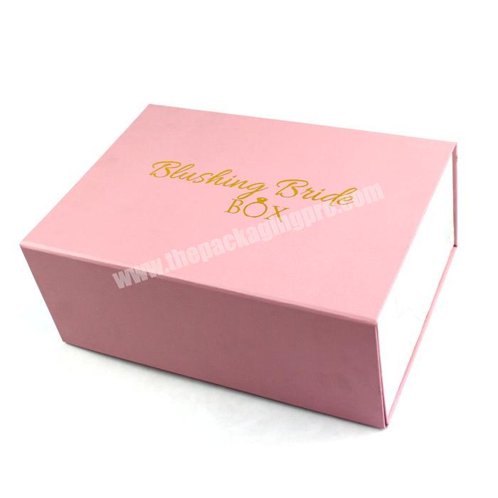 Pink Paper Logo Design Magnetic Closure Cardboard Box For Gift