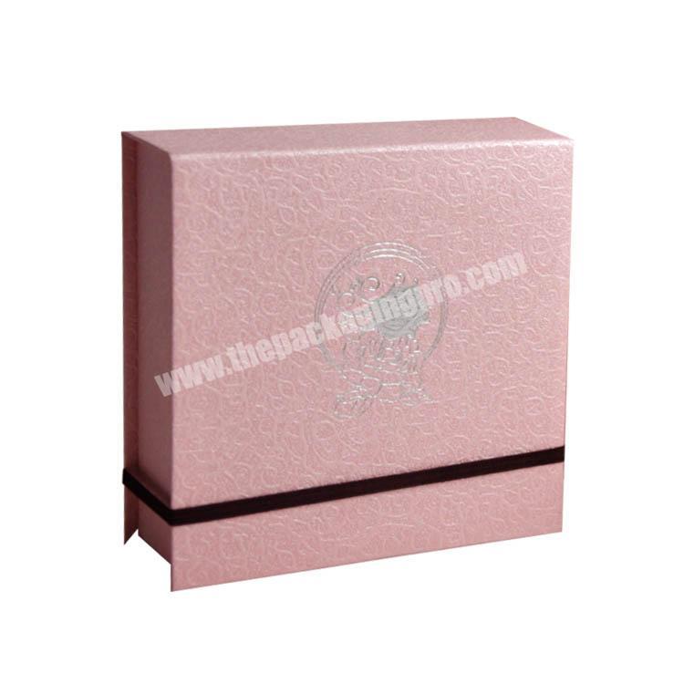 Pink rectangle Gift Box  Ring Storage Jewelry Box Package Hinged Box With Mirror cosmetic packaging