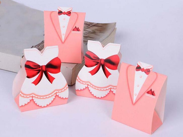 pink suit dress candy chocolate gift box for wedding birthday tea party favor decoration