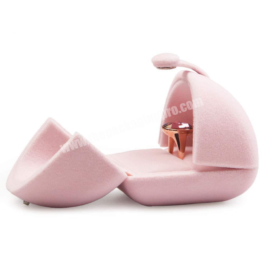 Pink Velvet Jewelry Packaging Box Ring Display Storage Case Wedding Ring Gift Box