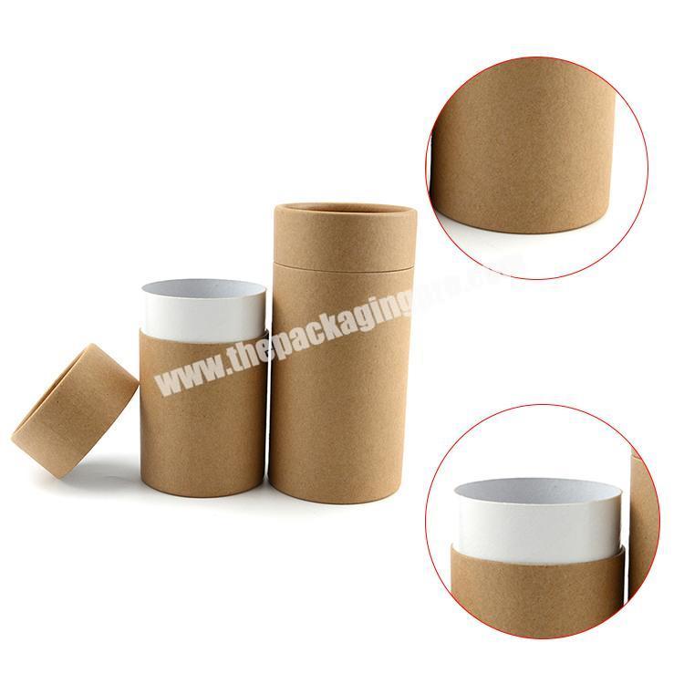 Plain natural brown cylinder kraft mailer boxes with lid