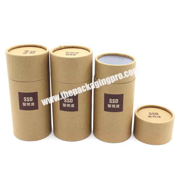 Plain round shape recyclable kraft paper box with logo printing