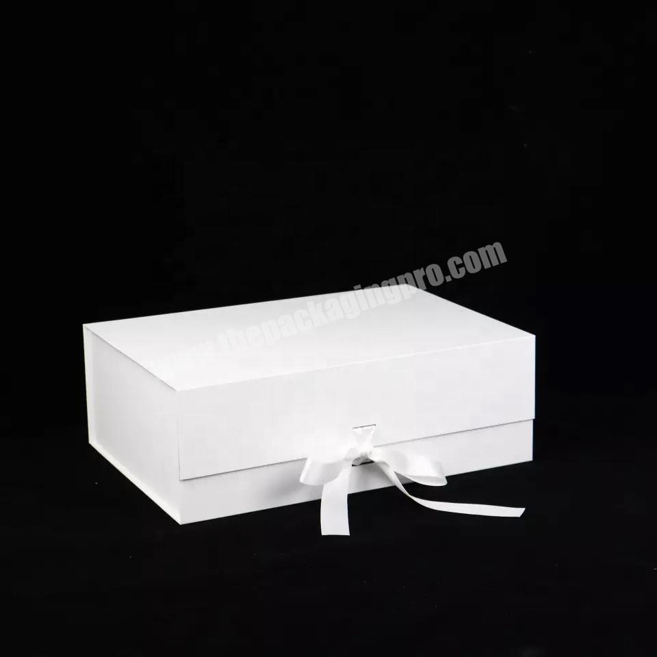 plain white folding box custom logo magnetic closure black gift box for clothing packaging box