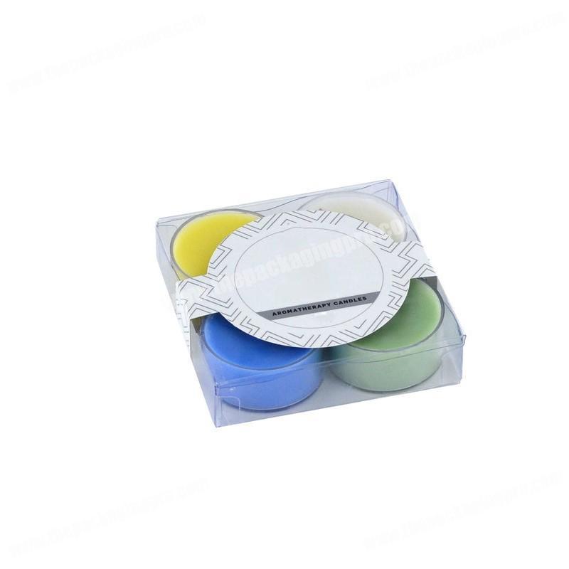 Plastic custom logo matte full color printing  sleeve high quality four small round candle plastic packaging box
