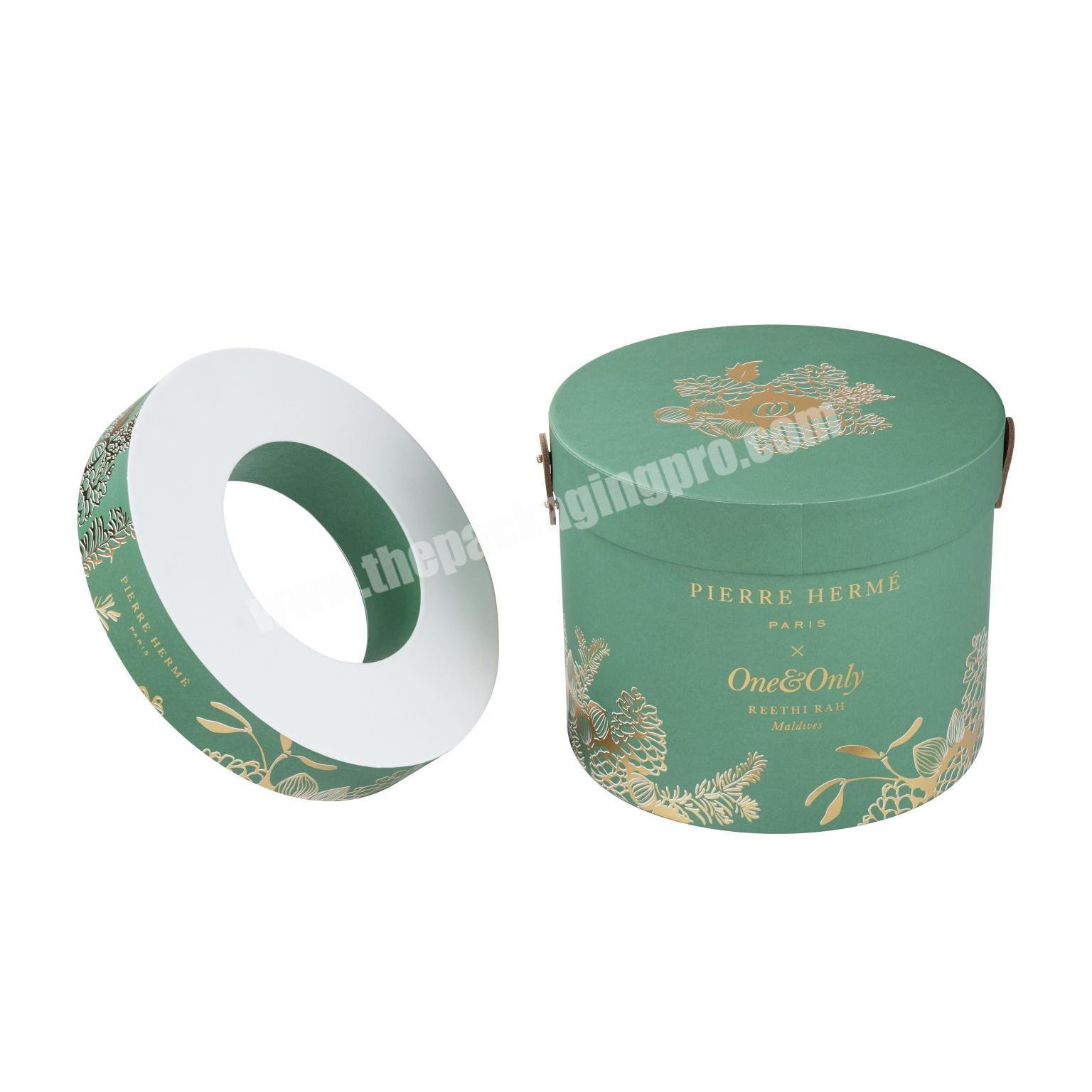 Pleasant high quality PH green round box and practical perfume gift box