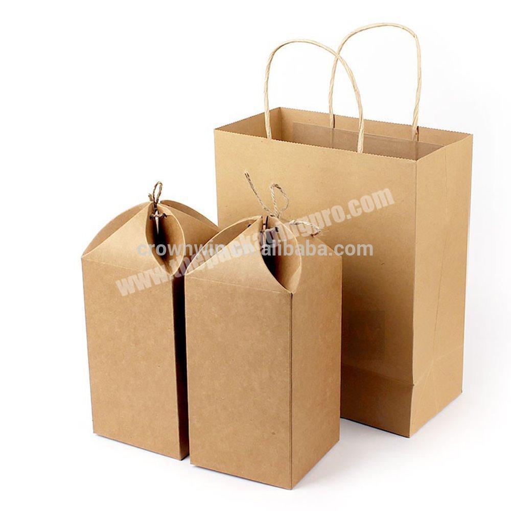 Popular beautiful printing with textured kraft paper box package recycled strong brown kraft paper bag