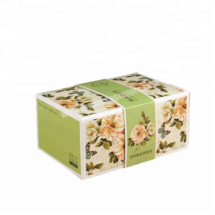 Popular rose printed flower tea cardboard packaging box