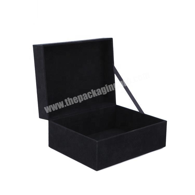 Portable Black Clamshell Cardboard Bracelet Ring Necklace Jewelry Gift Box With Belt