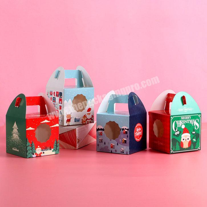 Portable PVC window sealed Christmas Folding gift box color printed cake box