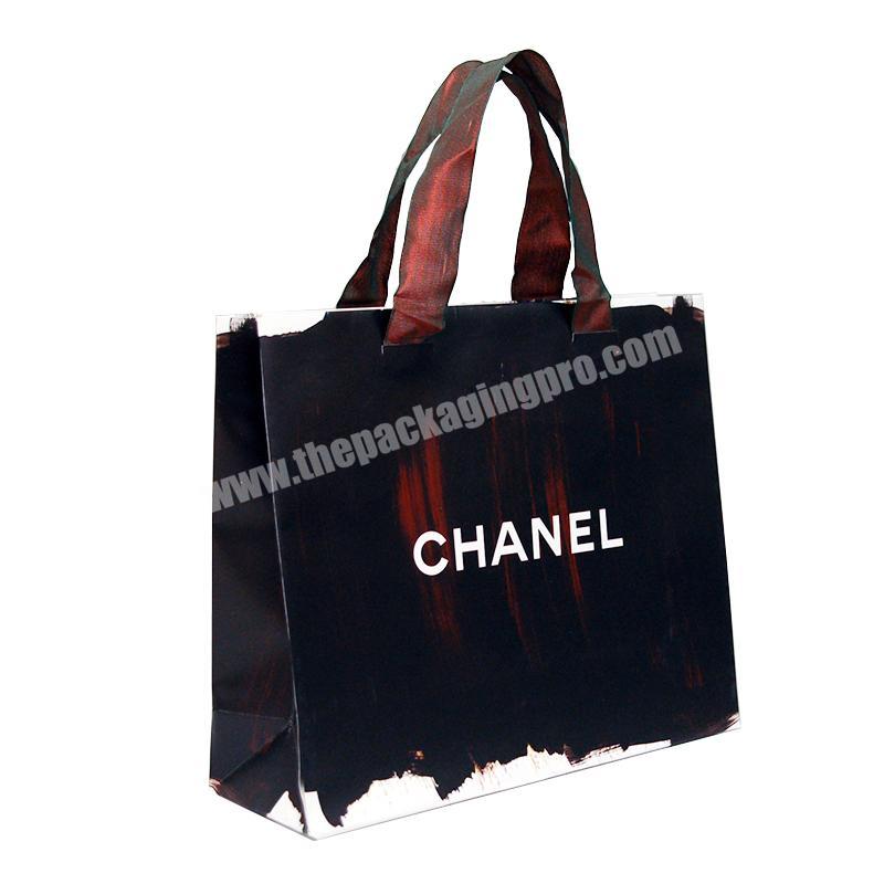 premium big brand cosmetic paper bag custom print logo for beauty packaging