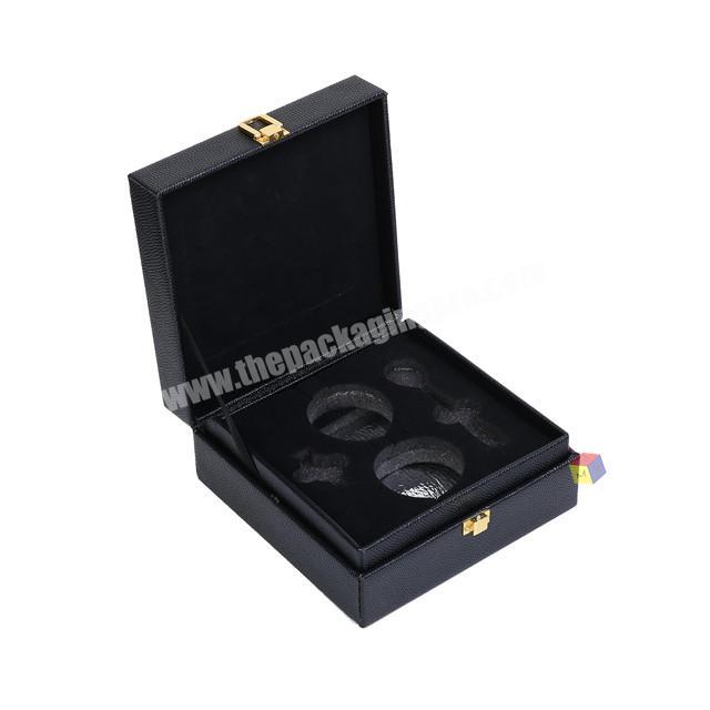 premium black leather material gift box caviar