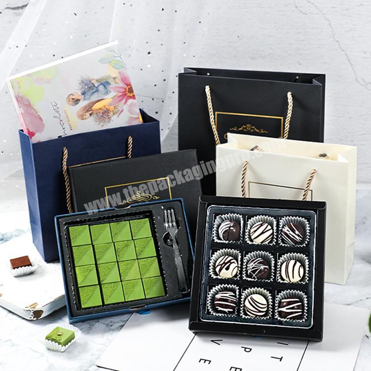 Premium laser cutting chocolate carton packaging box chocolate truffle boxes with 9 cavity