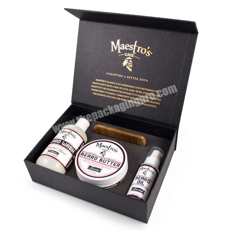 Premium Magnetic Gift Box for Beard Grooming Kit Set Paper Box Packaging