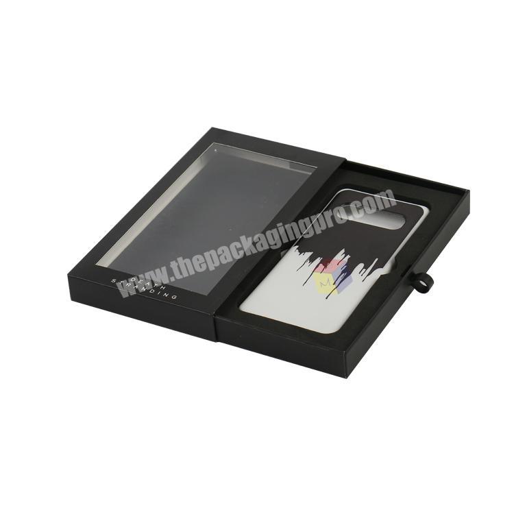 premium matte black sliding design paper phone case box
