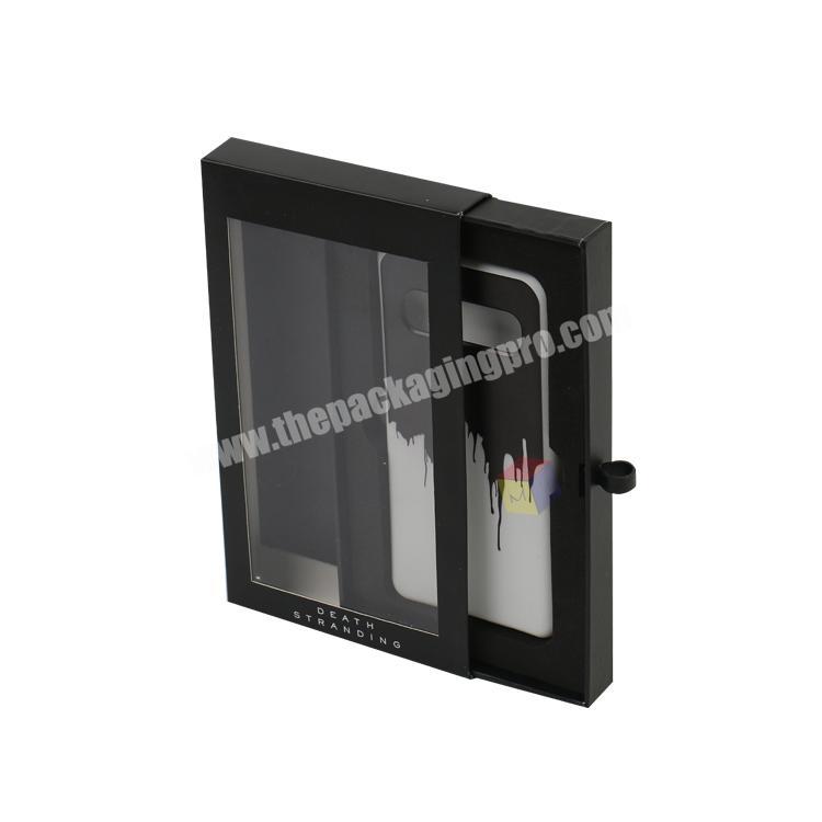 Supplier premium matte black sliding design paper phone case box