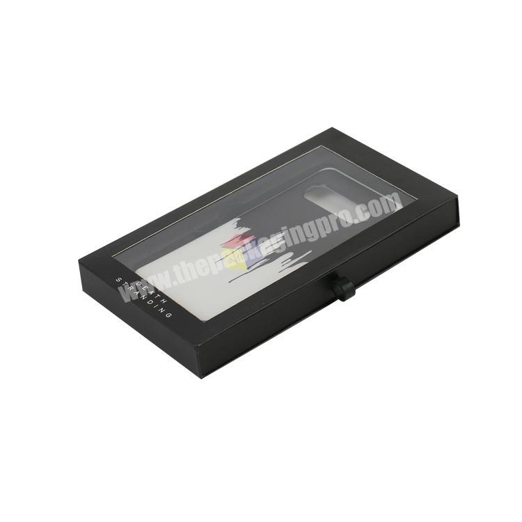Manufacturer premium matte black sliding design paper phone case box