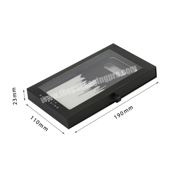 Wholesale premium matte black sliding design paper phone case box