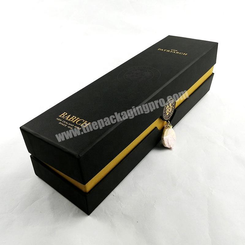 Premium Quality Custom Black Cardboard Wine Single Bottle Gift Box