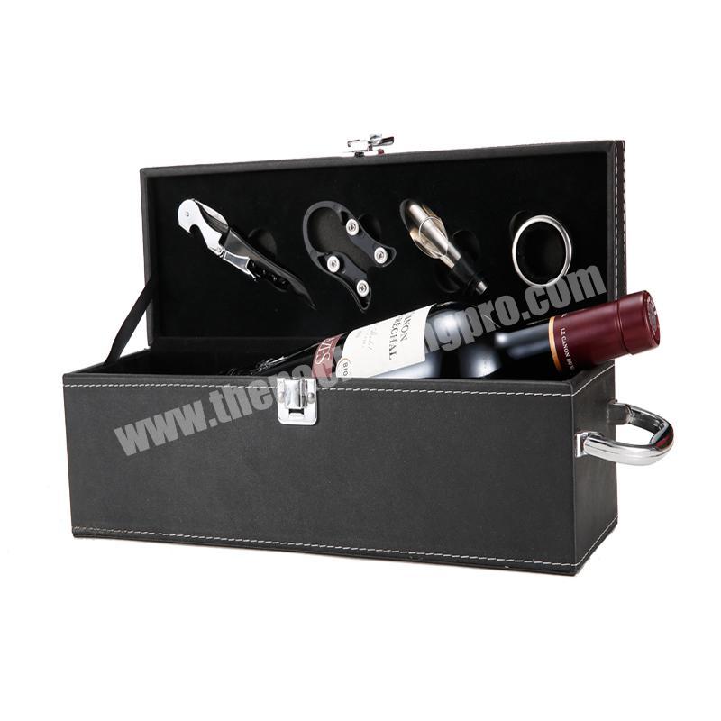 Premium quality leather gift box wine carrier one bottle packaging box with accessories