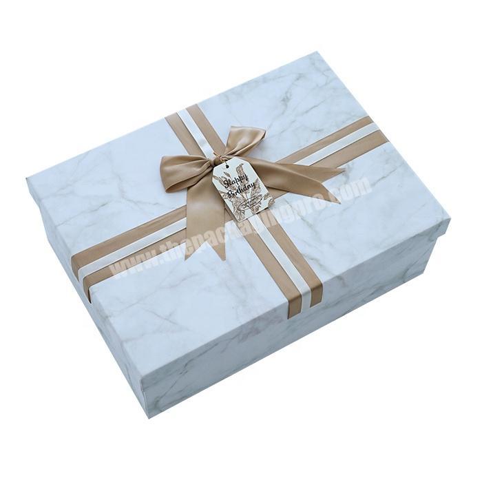 Premium top and bottom lid gift box with ribbon tie and lids paper box