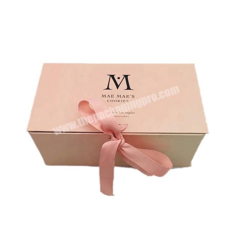 Printed Cardboard Paper Gift Storage Box with Ribbon and Magnets Flap for CoffeeFood