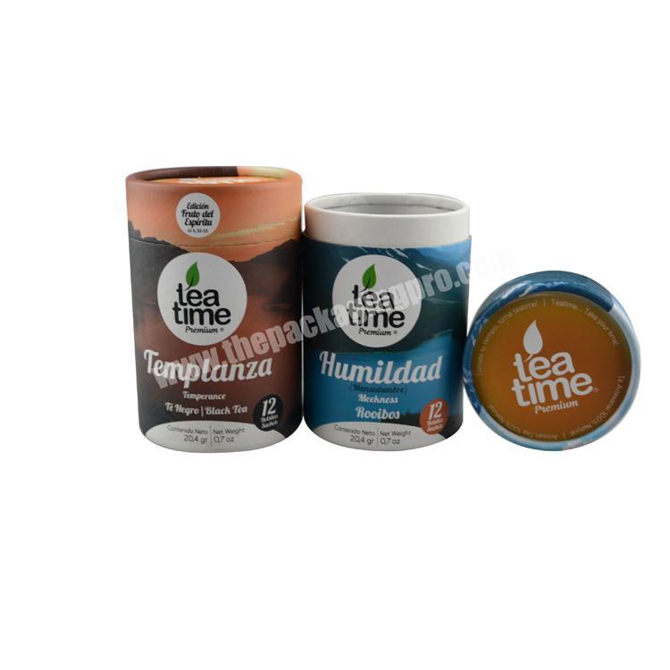 Printed custom round tea canister cardboard canister packaging by CMYK printing