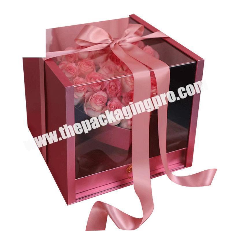 Printed Logo Customized Rigid Cardboard clear lid gift boxes