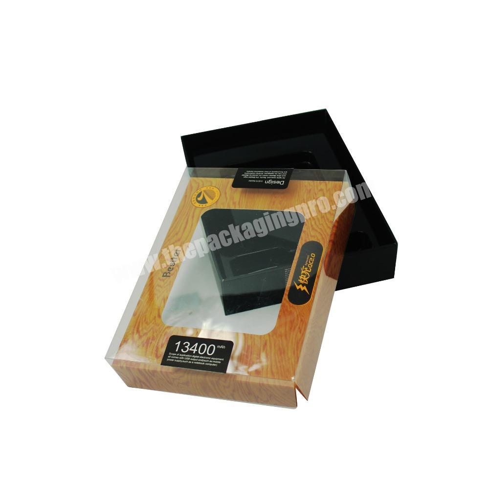 Printed Luxury Cardboard Paper Power Charger Packaging Box With Clear PVC Lid