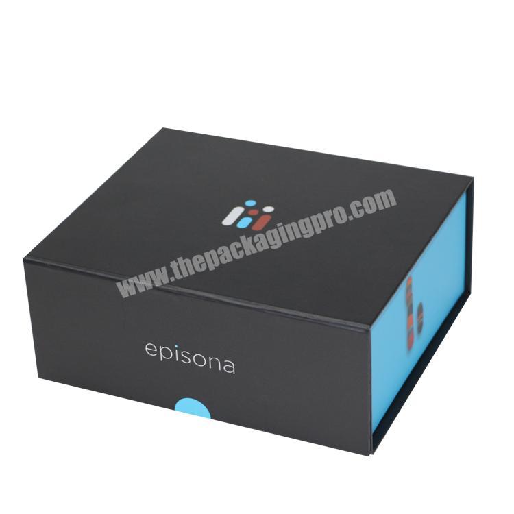 Printing  black and blue rigid folding box with LOGO collapsible paper box packaging for shipping boxes