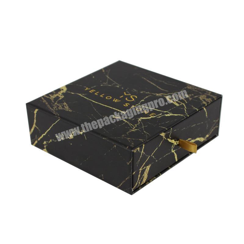 Printing Factory Supplied Marble Packing Necklace Box Black Custom Logo Printed Jewelry Boxes