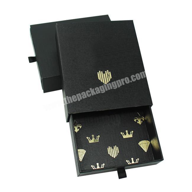 Printing High Quality Drawer Style Gold Stamping Necklace Packaging Box, Wholesale Custom New Design Unique Jewelry Packaging
