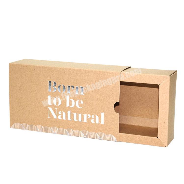 Printing  kraft paper folding box with  silver foil LOGO collapsible paper drawer box packaging for shipping boxes