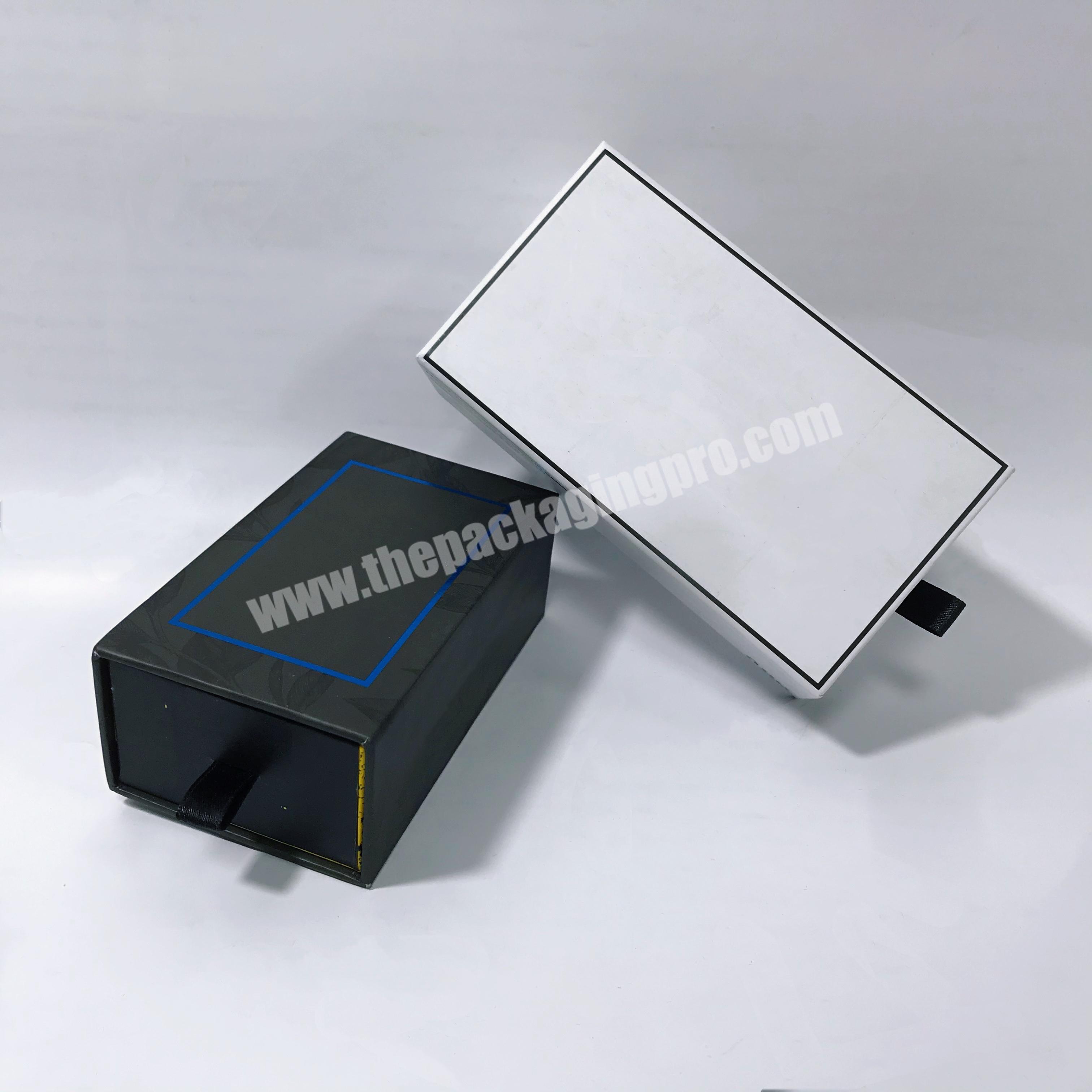 Printing  packaging gift box drawer slide box with ribbons