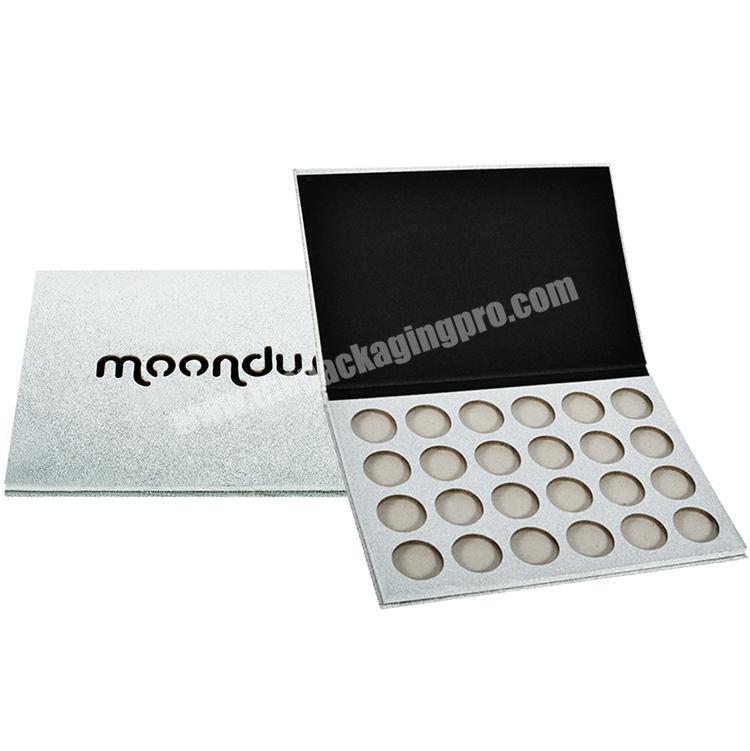 Private Label Custom Eyeshadow Packaging Box With Glitters Cosmetic Folding Paper Box 24 Color Luxury Paper Box