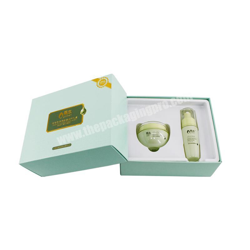 Private label customized beauty facial cream packaging box lid and base skin care packaging box with plastic inserts
