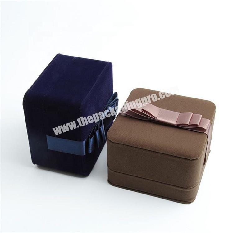 Private Label Molds Beheart-Butterfly Ribbon Brown Accessories Box Blue Rectangular Plush Luxury Gift Boxes Necklace Storage Box