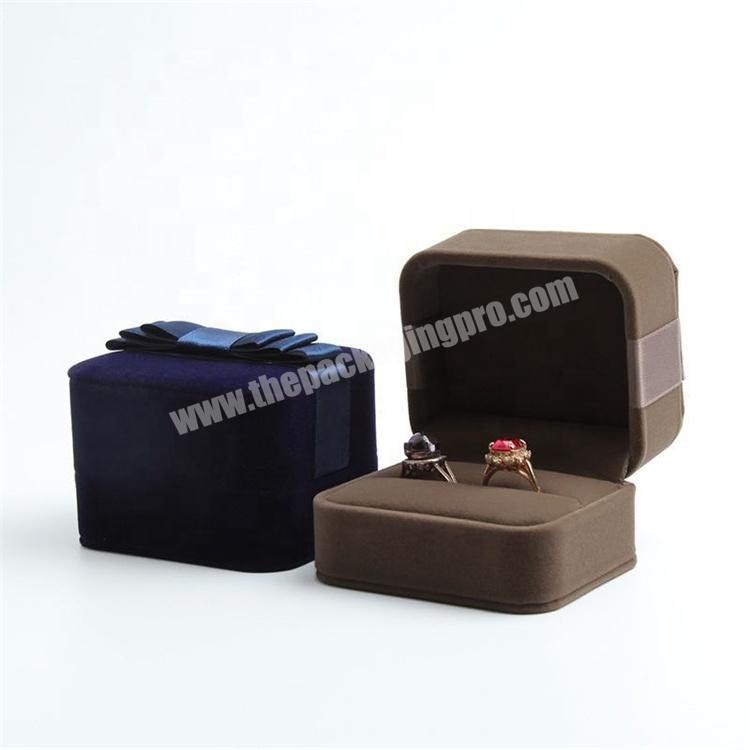 Private Label Molds Beheart-Butterfly Ribbon Brown Accessories Box Blue Rectangular Plush Luxury Gift Boxes Ring Storage Box
