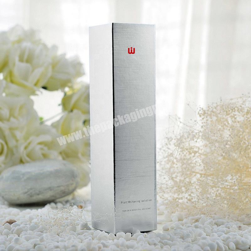 Professional Custom Silver Cardboard Cosmetic Paper Packaging Box For Essence Skincare