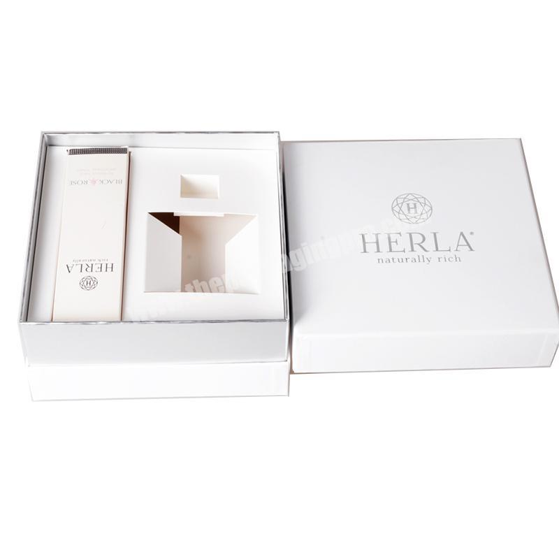 Professional custom square white cardboard gift box with lids soft touch feeling paper white cardboard boxes packaging