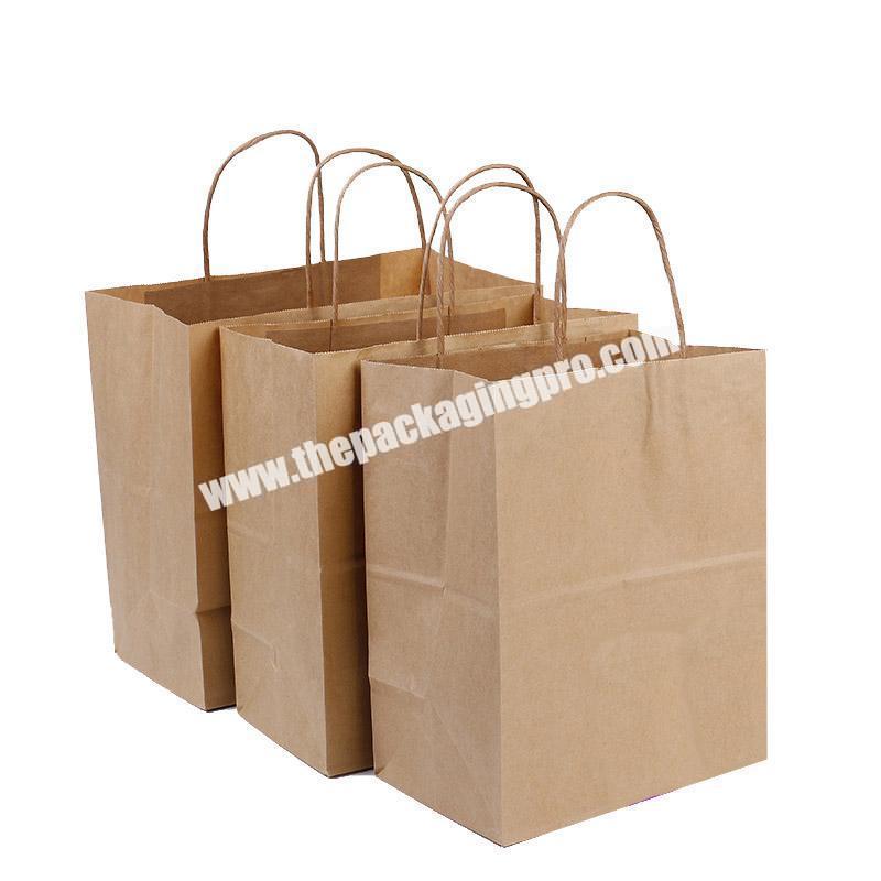 Professional Customized Eco friendly Brown Kraft Shopping Paper Bags For ClothingFoodGiftPackaging with handle
