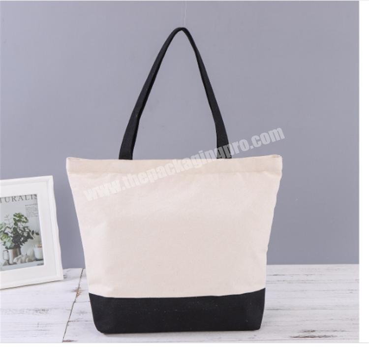 Promotion 8oz plain canvas cotton tote shopping bags with inside zipper