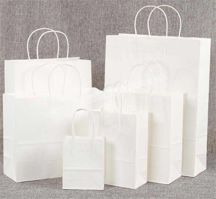 Promotional biodegradable twisted handle stand up white kraft paper bag