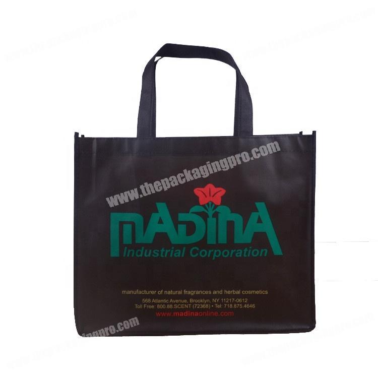 Promotional black coated non woven polypropylence bag with logo